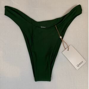 NWT Quince‎ Forrest Green High Cut Cheeky Bikini Bottoms Size Small